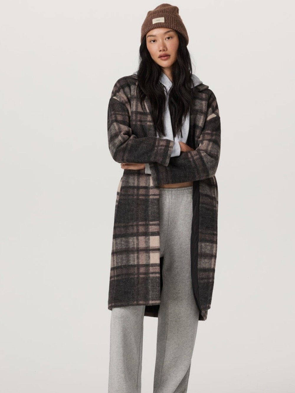 NWT Vuori | Ballard Trench Coat Willow Grey Nova Plaid Womens Large